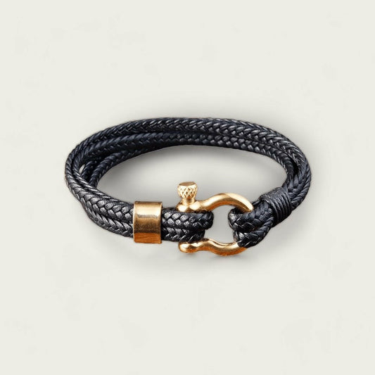 Bracelet Homme en Cuir Noir avec Fermoir Crochet - Style Élégant et Masculin - MOLATO