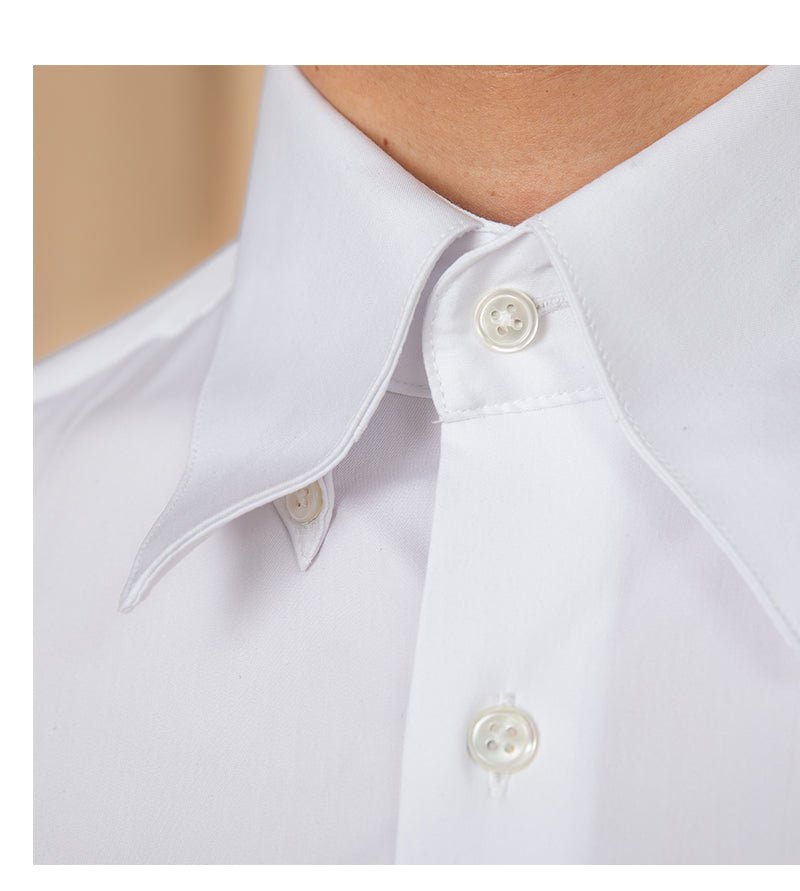Men White Long Sleeve Shirt Slim Fit Business - MOLATO